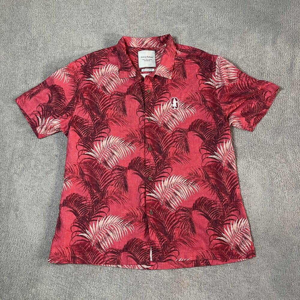 Tommy Bahama Collegiate Series Stanford Floral Hawaiian Silk Shirt Men's XXL/TTG